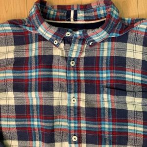 Denim and flower Plaid Flannel Shirt Size Large